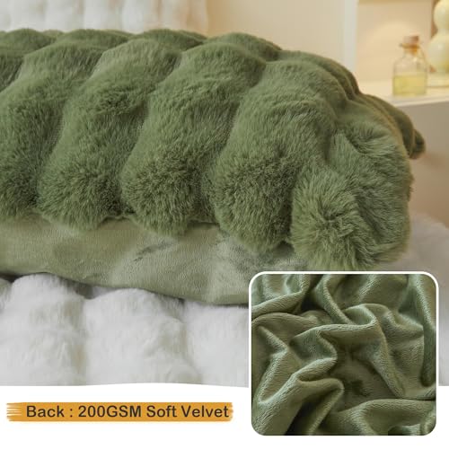 LIFEREVO Fluffy Faux Rabbit Fur Body Pillow Cover, Cozy Moss Bubble Shaggy Plush Bed Body Pillowcase with Zipper Closure, Long 20"x54" Fuzzy Furry Pillow Case for Bedroom Home Decoration, Sage Green - color: Sage Green