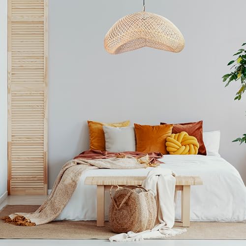 FOREVER BAMBOO Indonesia Handmade Natural Rattan Pendant Light Shade Wicker Light Fixtures Luxurious Bean Shape Woven Lampshade Chandelier Interior Decor, 12 in H x 24 in W - style: Sumba Pod