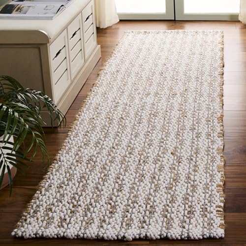 SAFAVIEH Natural Fiber Collection Area Rug - 2'3" x 8' Runner, Natural & Grey, Handmade Jute & Wool, Ideal for Living Room, Hallway, Foyer, Entryway, Bedroom (NFB225F) - color: Natural/Grey, size: 2'3" x 8' (Runner)