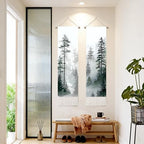 seewan 2 Pack Long Vertical Wall Tapestry, Boho Nature Landscape & Floral Aesthetic Wall Hanging for Bedroom Living Room Home Decor, Long Narrow Art Tapestry with Sunrise Mountain Botanical Designs, 13" × 51" (Foggy Pine Silhouette, 13"Wx51"H, Unframed) -