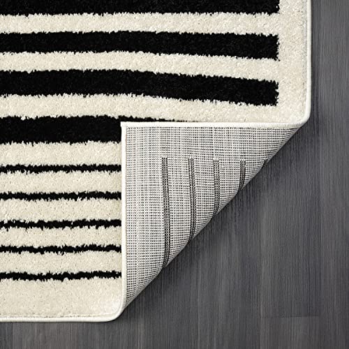 Abani Geometric Beige/Black Area Rug -4'x6' - Modern 3D Lines Design - Deco Collection - Easy to Clean - Durable for High Traffic Areas - Bedroom, Office & Kitchen - Medium Pile - color: Geometric, size: 4' x 6' (Rectangular)