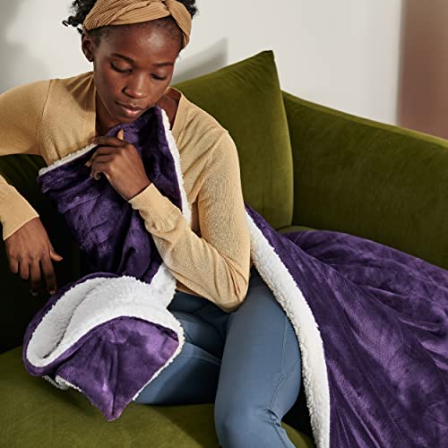 Bedsure GentleSoft Sherpa Fleece Throw Blanket for Couch, Non-Heated, Thick and Warm Throw Gifts for Women and Girls, Soft Fuzzy Plush Blanket for Winter, Purple, 50x60 Inches - color: 08 - Purple, size: Throw (50" X 60")