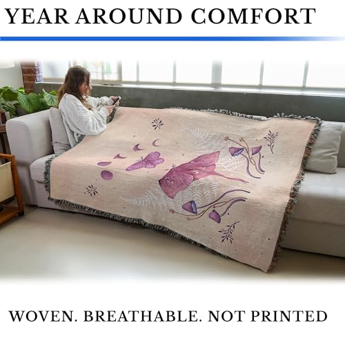 Pure Country Weavers Luna and Emerald Vintage Pink by Episodic Drawing - Gift Tapestry Throw Blanket Woven from Cotton - Made in The USA (72x54) - color: Luna and Emerald Vintage Pink, size: 72x54
