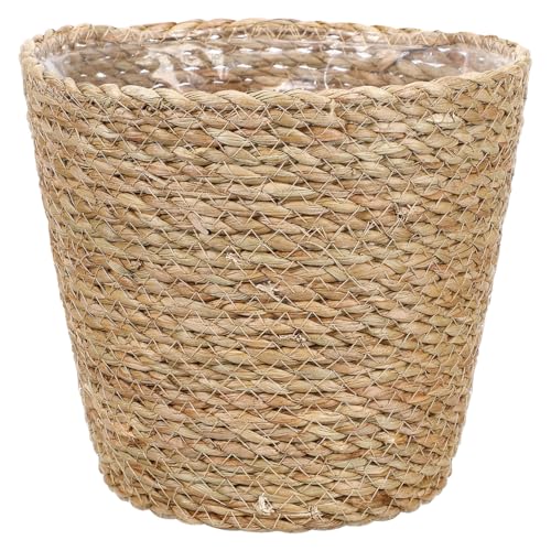Hemoton Rattan Planter Basket Wicker Plant Flower Pot 8.7 Inch Seagrass Woven Indoor Planter for Home Decor and Succulent Plants