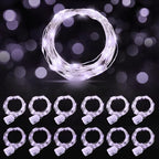 AIKEI 12 Pack Led Fairy Lights Battery Operated String Lights Waterproof Silver Wire 7 Feet 20 Led Firefly Starry Moon Lights for DIY Wedding Party Bedroom Patio Christmas (12 Pack, White) - color: White, size: 12PCS-STANDARD