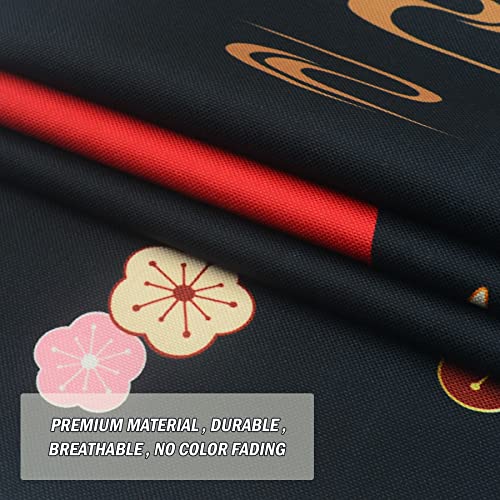 LIGICKY Noren Doorway Curtain Japanese Style White Cranes Red Sun Gold Colourful Cherryblossom Printed Cotton Linen Window Treatment Door Tapestry for Home Decoration 33.5" Width x 59" Long - color: Cranes Flowers Sun, size: 33.5"W x 59"L (Pack of 1)