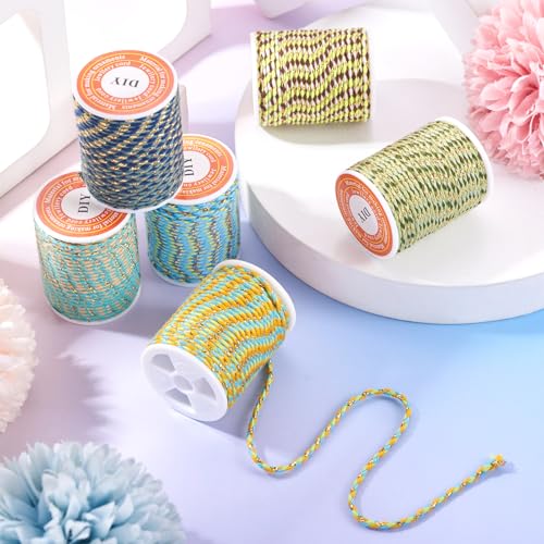 25.8 Yards 1.5mm Metallic Braided Thread 4-Ply Macrame Polycotton Cord Jewelry Beading Cord for Friendship Bracelet DIY Craft String Knitting Macrame Rope Wall Hangers Decoration - color: Mixed Color 4, size: 1.5mm