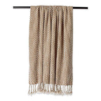 DII Stone & White Textured Acrylic Throw, 50 x 60" - color: Stone/White