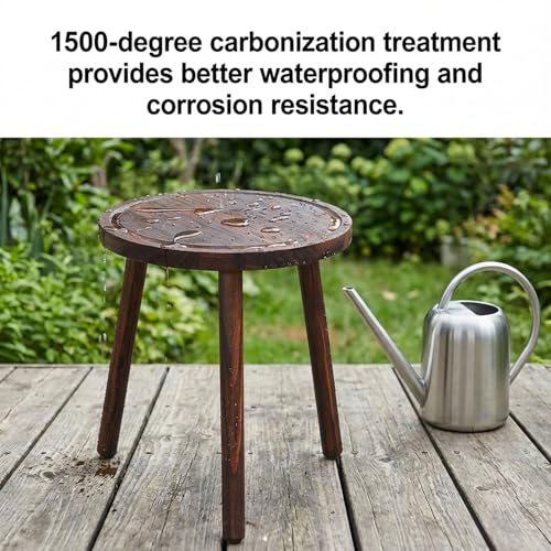 Amdermi 3 Pack Wood Plant Stands Indoor, Mid Century Modern Plant Stool for 6-12 Inch Pots, Tall Small Plant Stand Set for Living Room, Balcony, Office - color: Dark Brown