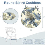 LVTXIII Outdoor Bistro Chair Cushions, 15"x15"x4" Round Patio Chair Cushions, All Weather Tufted Seat Cushions for Patio Furniture Use, Set of 2, ‌Lush Palm Blue - color: ‌lush Palm Blue