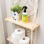SnugLife 2 Tier Macrame Wall Hanging Shelf with Woven Rope - Boho Pine Wood Shelves for Plants, Bathroom, Kitchen - size: 2 Tier