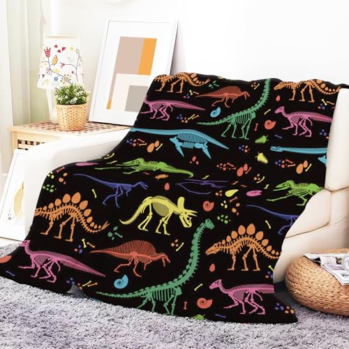 Throw Blanket for Couch, 300GSM Warm Soft Cozy Flannel Blanket, Cute Blanket for All Seasons Bedroom Home Decor Gifts, Colorful Dinosaurs 50x60 Inches - color: Colorful Dinosaurs