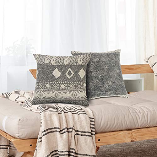 LR Home 20" x 20" Inches Graphic Print Cotton Throw Pillow Covers for Home Decor | Rustic Boho Cushion Covers for Throw Pillows | Perfect for Living Room Couch & Bedroom Decorations | Black/Natural - color: Rainbow/Multicolor, size: 20" x 20" (Pack of 1)