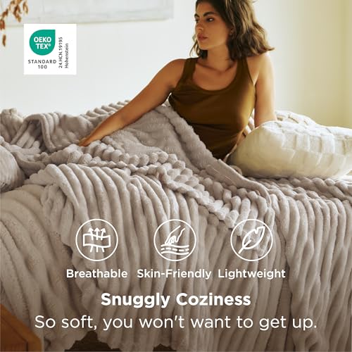Bedsure GentleSoft California King Size Blanket for Bed - Cozy Soft Blankets for Women, Cute Large Throws for Girls, Beige, 102x96 Inches - color: Beige, size: California King