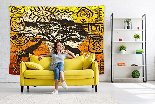 feelacle African Tribe Symbol Tapestry 60" X 40" Africa Map Wall Hanging Party Decorations Home Decor For Bedroom Living Room Dorm (150 X 100cm) - color: African Tribe Symbol, size: 60"L x 40"W