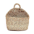 Seagrass Wicker Storage Basket with Handle - Semi-Circular Willow Woven Hanging Basket for Home, Garden, Wedding Wall Decor