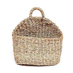 Seagrass Wicker Storage Basket with Handle - Semi-Circular Willow Woven Hanging Basket for Home, Garden, Wedding Wall Decor