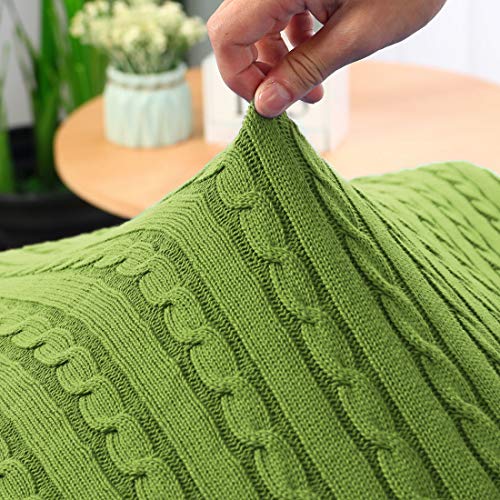 uxcell Cotton Cable Knit Throw Blanket Soft Throw Couch Covers Knitted Blankets for Sofa Bed, Yellow-Green Throw(47" x 70") - color: Yellow-green, size: Throw (47" *78")