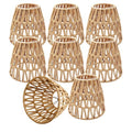 8 Pcs Small Rattan Bell Lamp Shade 5.9 x 5.7 Inch Handwoven Wicker Chandelier Barrel shades Boho Replacement Shades for Pendant, Table, Floor, and Sconce Lamps (Fitter 1.57")