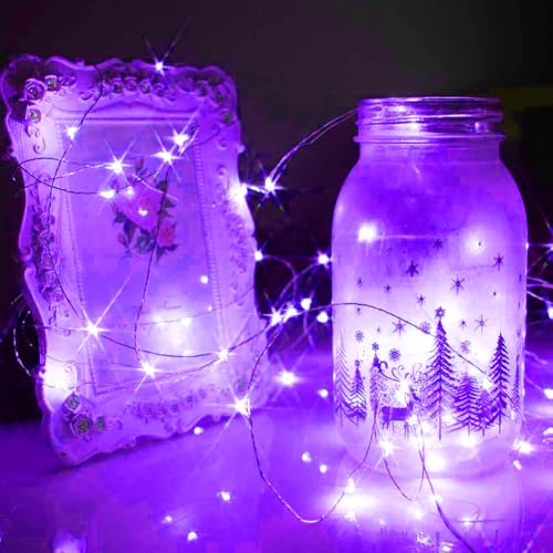 Ineximun 24 Pack LED Fairy Lights Battery Operated 7Ft 20Led Mini String Lights Waterproof Christmas for Mason Jars Bedroom DIY Party Wedding Christmas Decor Purple - color: Purple