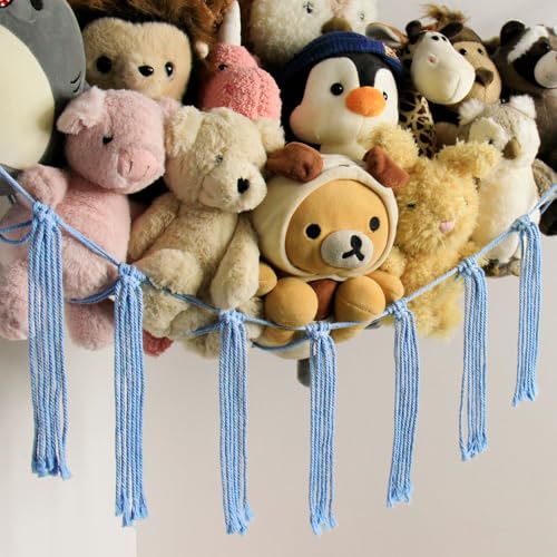 mirolam Stuffed Animal Storage Hammock Net - Toy Hammock Net for Stuffed Animals Corner - Hanging Stuff Animal Organizer Holder Large Size Baby Nursery Room Decor-Blue - color: BabyBlue, size: XL Large(51L"*51H"*65"W)