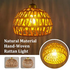 Boho Rattan Pendant Light, Adjustable Hanging Light Fixture with Natural Woven Shade, E26 Base Compatible for Kitchen Island, Bedroom, Living Room (Bulb Not Included) - color: 7.5”hemispherical shaped