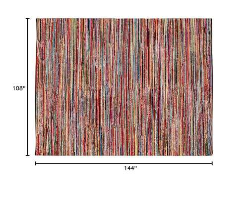 Chindi Rug 9x12, Boho Living Room Woven Braided Multicolor Area Rugs 9x12, Bohemian Colorful Recycled Cotton Rag Rugs for Farmhouse, Bedroom, Dining Room, Classroom, Hallway - size: 9' x 12' (Rectangular)