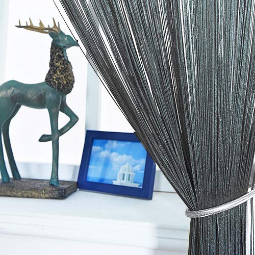 HSYLYM Spaghetti String Curtains for Doorways Privacy Door Frame Tassel Hippy Wall Kitchen Hallway Boho Fringe Curtain Hanging Door Room Dividers Decor 1 Panel（39×110in/100×280cm,Black） - color: Black, size: 39"W x 110"L (Pack of 1)