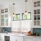 KCO Lighting Mid Century Modern Kitchen Island Pendant Lighting Gold 1-Light Amber Glass Globe Pendant Light Brushed Brass Large Living Room Pendant Light Fixture (2 Pack) - color: Gold+Amber-2PC