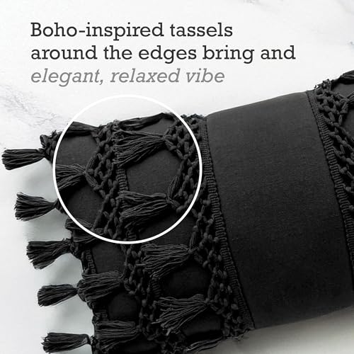 RAJRANG Black Lumbar Sofa Pillow Cover – 20x12 Inch Cotton Rectangle Throw Pillowcase for Sofa, Bed and Living Room Décor - color: Black, size: 20" x 12" Rectangular