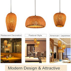 GCQ Bamboo Lantern Pendant Lamp, Retro Japanese Style E27 Chandelier Hanging Light Ceiling Lighting Fixture for Living Room Bedroom Restaurant Cafe Teahouse Bar Dining Room Club