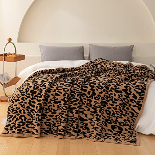 MH MYLUNE HOME Micro Plush Microfiber Polyester Blanket (71x78 inch, Brown) Ultra Soft & Warm Reversible Leopard Pattern Blanket for Sofa Couch Bed, Extra Large - color: Leopard Brown, size: 71"x78" - 550 GSM