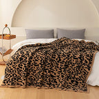 MH MYLUNE HOME Micro Plush Microfiber Polyester Blanket (71x78 inch, Brown) Ultra Soft & Warm Reversible Leopard Pattern Blanket for Sofa Couch Bed, Extra Large - color: Leopard Brown, size: 71"x78" - 550 GSM