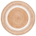 SAFAVIEH Natural Fiber Collection Area Rug - 5' Round, Natural & Ivory, Flat Weave Farmhouse Border Jute Design, Ideal for High Traffic Areas in Living Room, Bedroom (NF812A) - size: 5' (Round)