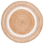 SAFAVIEH Natural Fiber Collection Area Rug - 5' Round, Natural & Ivory, Flat Weave Farmhouse Border Jute Design, Ideal for High Traffic Areas in Living Room, Bedroom (NF812A) - size: 5' (Round)