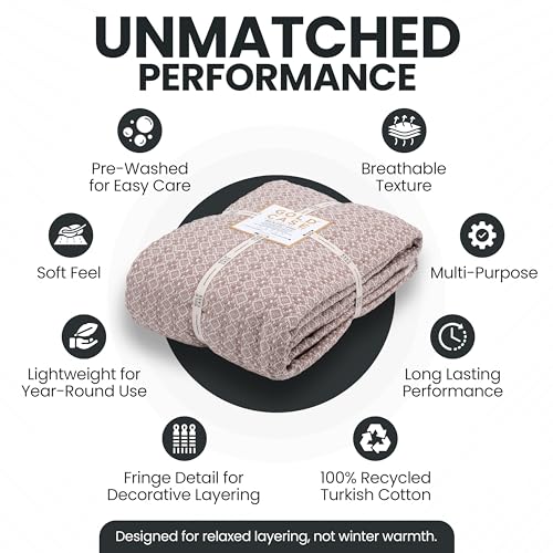 Gold Case Throw Blanket for Bed - 100% Recycled Turkish Cotton Blanket - Retro Lightweight Soft Throw Blankets for Bed & Living Room - Twin Size Cozy Blankets - 71x90 - Beige - color: Retro Beige, size: 71x90"