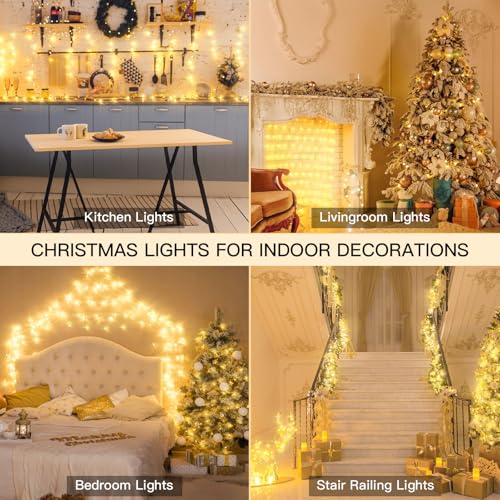 suddus Indoor String Lights with Remote, Warm White Christmas Lights Plug in with Timer, 33ft 100 LED Twinkle Fairy Lights for Bedroom Dorm Xmas Tree Wreath Wedding Garden Party Outdoor Decorations - color: Warm White, size: 100LED