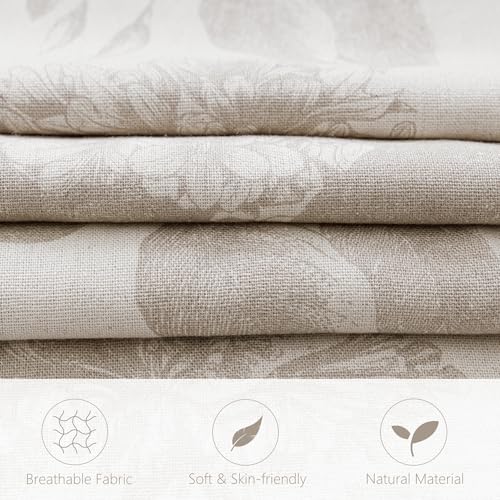 Foindtower Set of 2 Linen Floral Vintage Throw Pillow Covers Neutral Accent Decorative Cushion Covers Farmhouse Boho Home Decor for Sofa Chair Couch Bedroom Living Room,20×20 Inch,Tan Beige - color: Doeskin, size: 20" x 20" (Pack of 2)