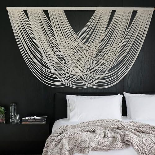 Flber Macrame Wall Hanging Large 57.00" W x 31.00" L Macrame Wall Decor Large Yarn Tapestry Home Boho Wall Decor - color: Ivory1