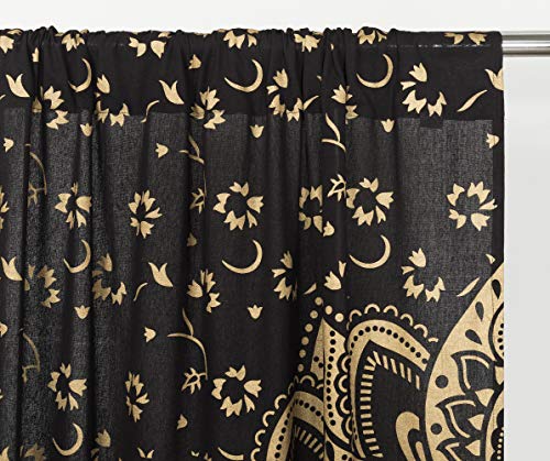 Popular Handicrafts Indian Hippie Bohemian Beautiful Ombre Color Mandala Curtain Panels Black Gold - color: Black Gold, size: 38"W x 83"L (Pack of 2)