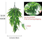 GBESTWOOW Fake Fern Artificial Hanging Ferns Outdoor Faux Hanging Greenery Plant Indoor UV Resistant Plastic Plants for Wall, Wedding Party, Holiday Decor-2Pcs - size: 32in