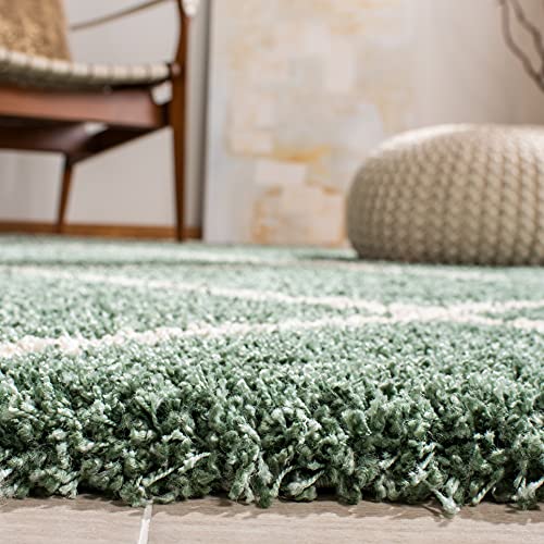 SAFAVIEH Hudson Shag Collection Accent Rug - 2' x 3', Green & Ivory, Modern Trellis Design, Non-Shedding & Easy Care, 2-inch Thick Ideal for High Traffic Areas in Foyer, Living Room, Bedroom (SGH281Y) - color: Green/Ivory, size: 2' x 3' (Rectangular)