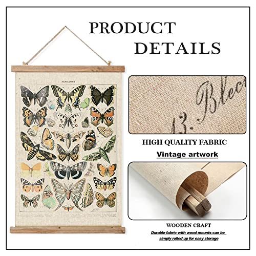 ABoby Hanging Posters, Decorative Wall Art Prints, Fabric Tapestries With Wood Frames, Ready to Hang (16" x 24" x 1 Panels, Artwork - 11) - color: Butterfly