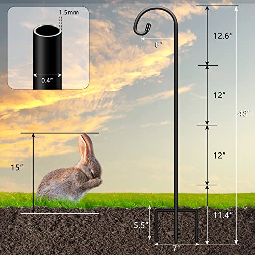 Gtongoko 48 Inch Shepherd Hooks for Outdoor 4 Pack, Adjustable Garden Hooks for Hanging Plants, Lanterns, Solar Lights, Mason Jars & Wedding Decor, Matte Black Decorative Shepherd’s Hooks - size: 48 Inch, style: 4 Pack