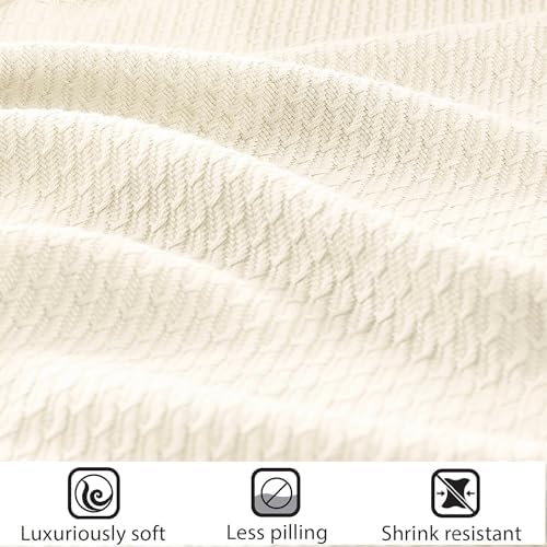 Madison Park 100% Egyptian Cotton Lightweight Summer Blanket, Breathable Waffle Knit Design, Soft Cozy All-Season Throw for Bed, Couch or Sofa, Ivory Cream Twin Size (66"x90") - color: Cream, size: Twin