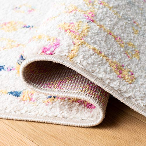 SAFAVIEH Tulum Collection Accent Rug - 2' x 3', Ivory & Blue, Moroccan Boho Distressed Design, Non-Shedding & Easy to Clean, Ideal for Front Door, Kitchen, Entryway, Foyer (TUL270C) - color: Ivory/Blue, size: 2' x 3' (Rectangular)