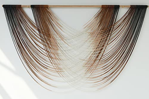 Flber Macrame Wall Hanging Dip Dye Brown Boho Wall Decor Yarn Tapestry Modern Living Room Bedroom Home Wall Decor 57" W x 35" L - color: Brown