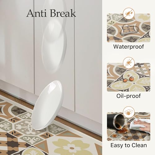 GENIMO Anti Fatigue Kitchen Mats for Floor, Cushioned Non Slip Kitchen Rug, Waterproof Kitchen Floor Mat Runner, Kitchen Mat for Laundry, Sink, Office, Entryway, 17.3"x47"+17.3"x30", Beige - color: D.beige, size: 17.3"x47"+17.3"x30"