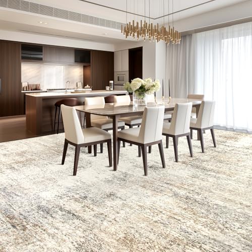 Capslpad 9x12 Abstract Area Rug, Non-Slip Washable Foldable Rug, Low Pile Ultra Soft Non-Shedding, Modern Beige Stain Resistant Large Rug for Living Room, Bedroom, Office, Dining, Room - color: Beige, size: 9' x 12' (Rectangular)