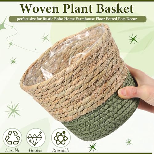 AceOrbit 12 Pcs Wicker Plant Basket Bulk with Liners Woven Planter Baskets Bulk for Indoor Outdoor Seagrass Plants Woven Wicker Baskets for Flower Pots Cover and Room Decor (Small,Farmhouse) - color: Farmhouse, size: Small